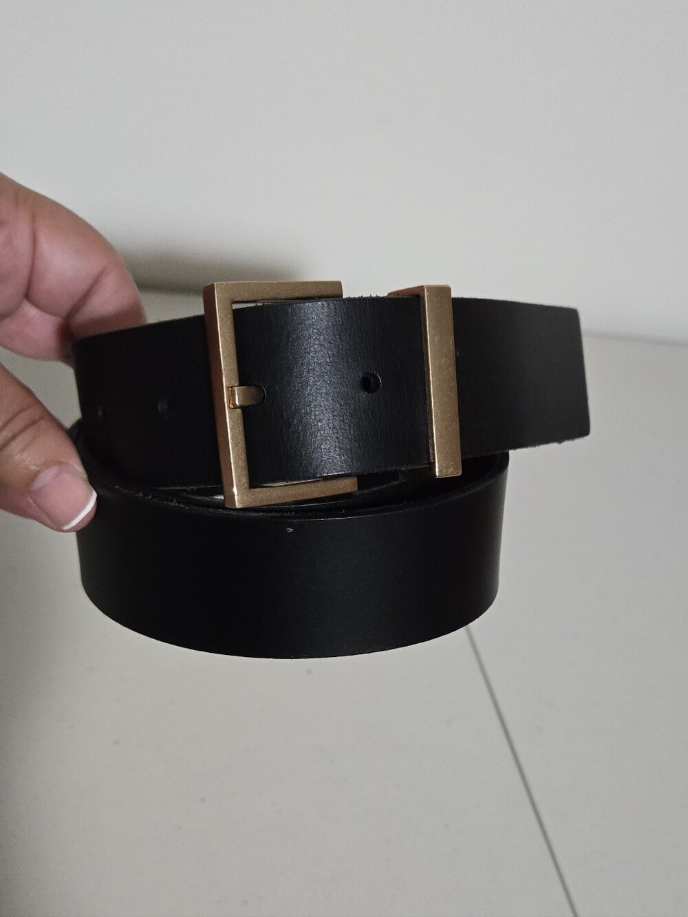 All Saints Black Genuine Leather Belt with Gold Buckle - Women's Size L - Picture 4 of 13